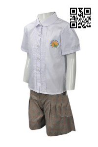 SU245  訂購小童幼稚園校服  設計幼稚園裙褲套裝  格仔短褲 大量訂造幼兒園校服 校服製衣廠